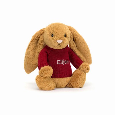 Jellycat Bashful Golden Bunny with Red Jumper UK | 74193IEBV